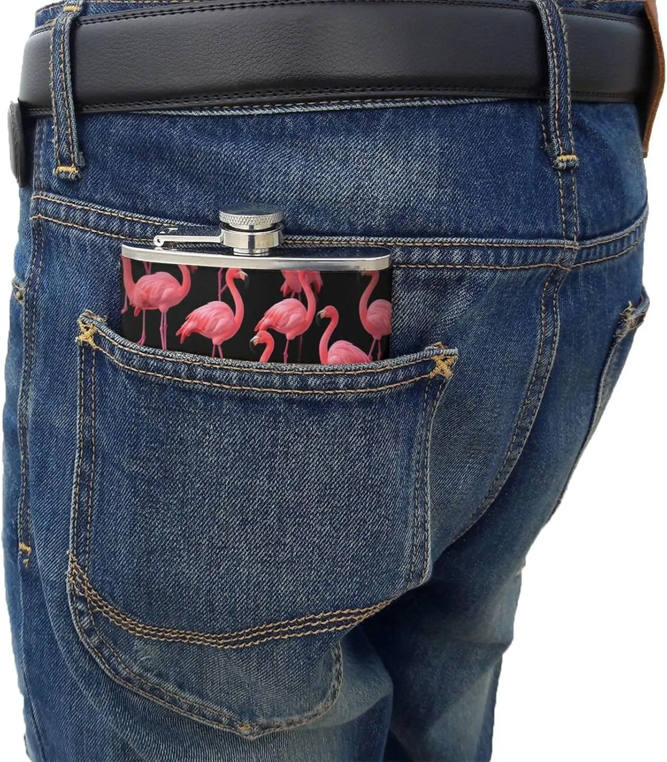 Lovely Pink Flamingos Portable Stainless Steel Small Flagon, Outdoor Flat Pocket Liquor Flask Wine Pot Hip Flask
