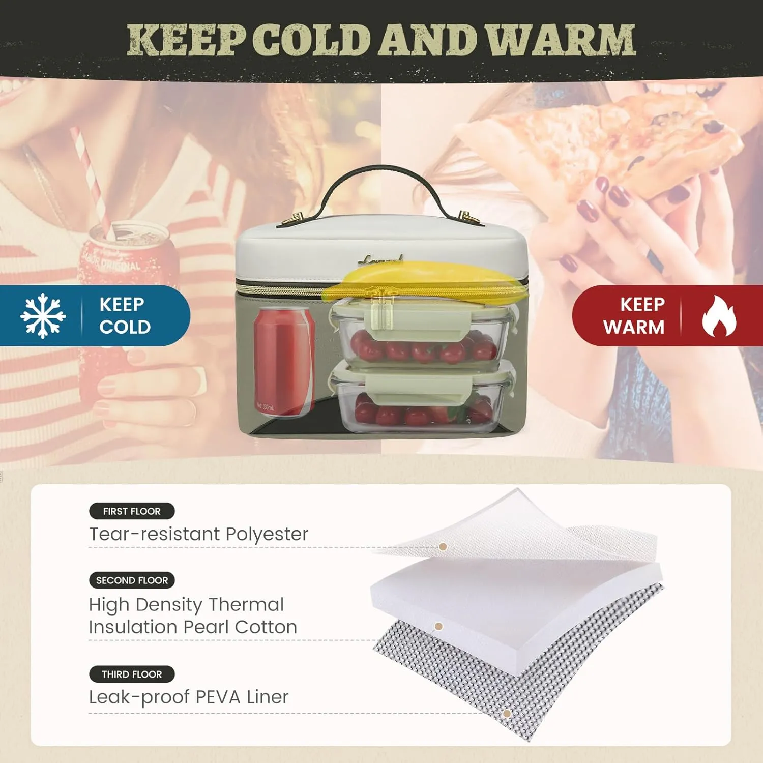 LOVEVOOK Lunch Box for Women,Adult Insulated Lunch Bag for Women,Leakproof Cooler Bag for Office Picnic Hiking Beach,Lunch Tote Bagwith Adjustable Shoulder Strap