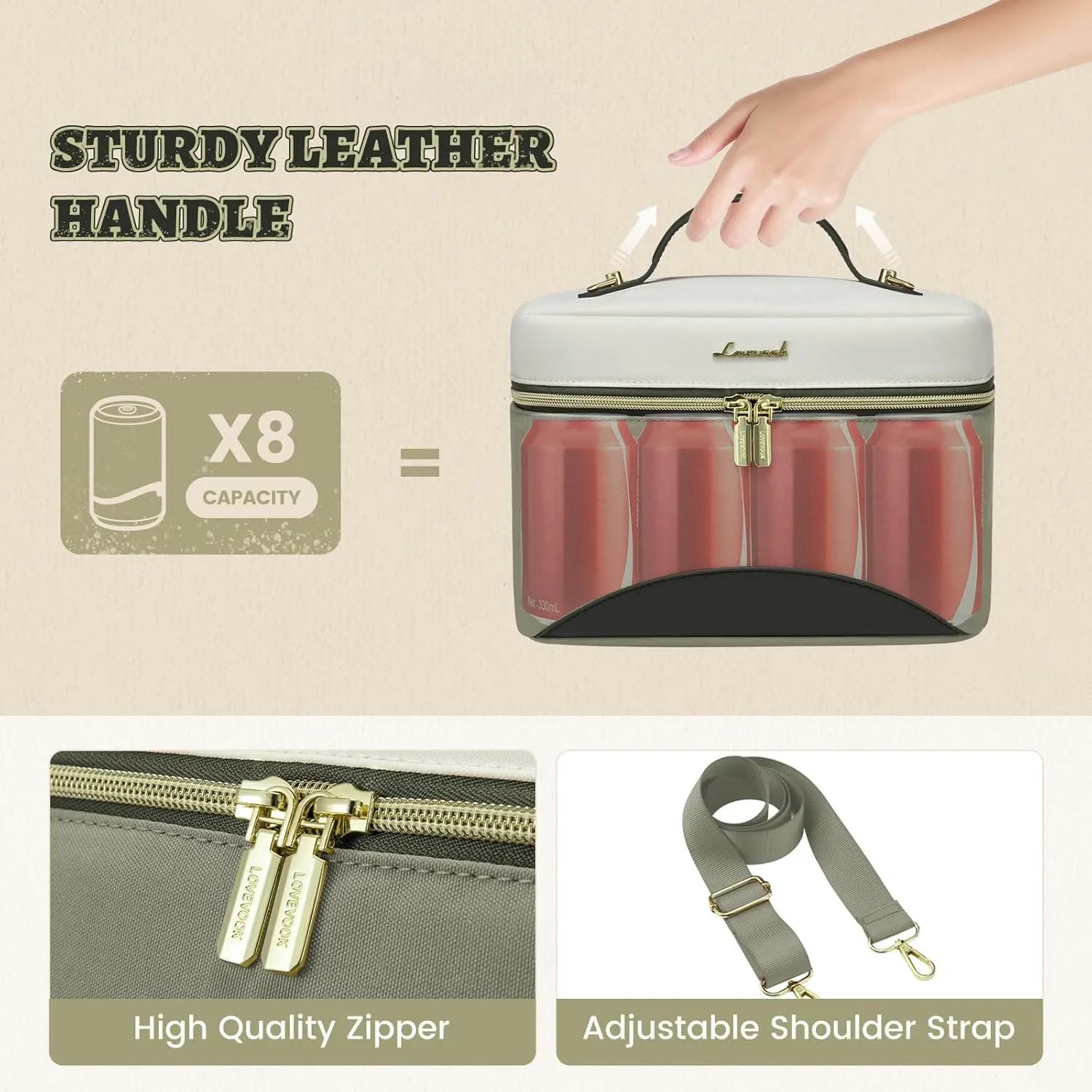 LOVEVOOK Lunch Box for Women,Adult Insulated Lunch Bag for Women,Leakproof Cooler Bag for Office Picnic Hiking Beach,Lunch Tote Bagwith Adjustable Shoulder Strap