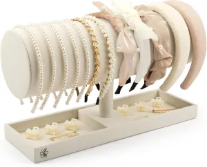 LS Lulu & Summer Headband Holder Organizer - Storage Stand Display Rack for Headbands, Hairband, Disney Ear, Tiara and Hair Accessories in Women and Girls Room (Cream/Off White)