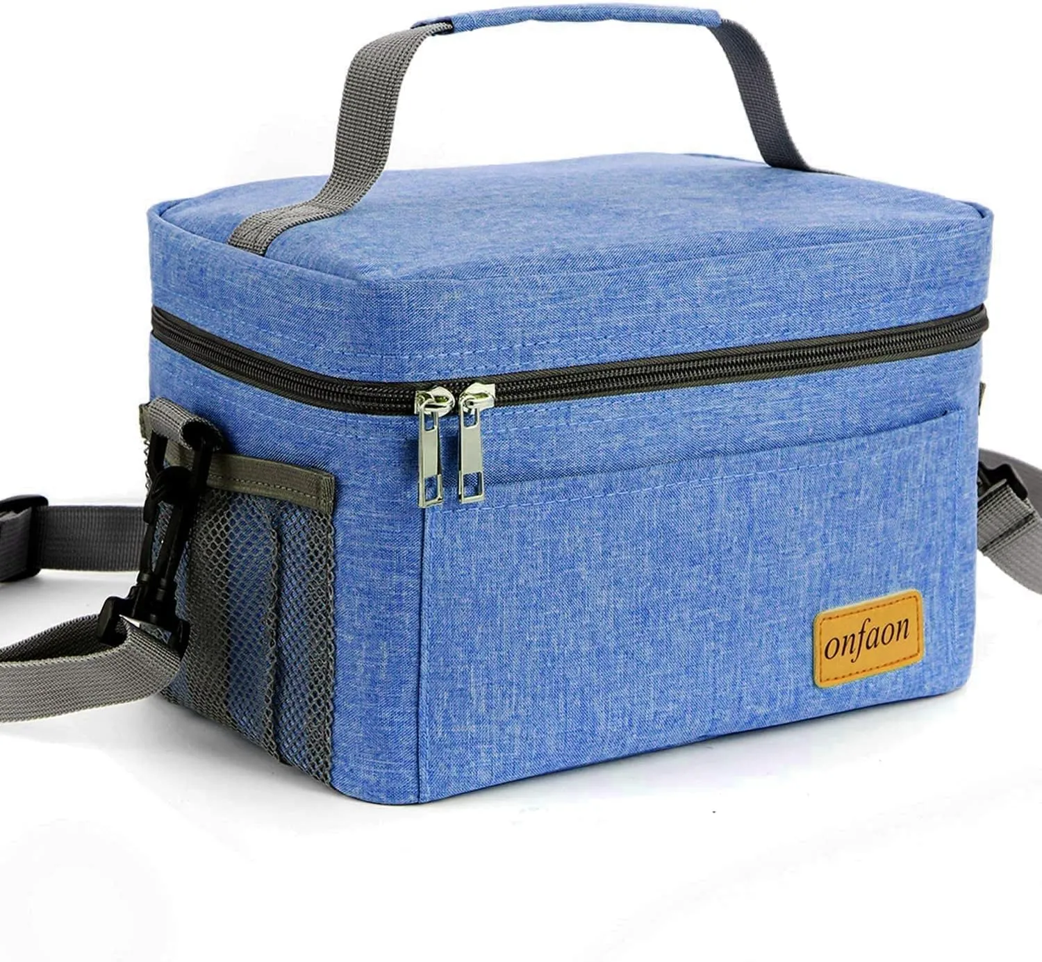 Lunch Bag for Men/Women, Insulated Reusable Lunch Box Leakproof Cooler Tote Bag Freezable with Adjustable Shoulder Strap for Office Work Picnic Beach(Blue)
