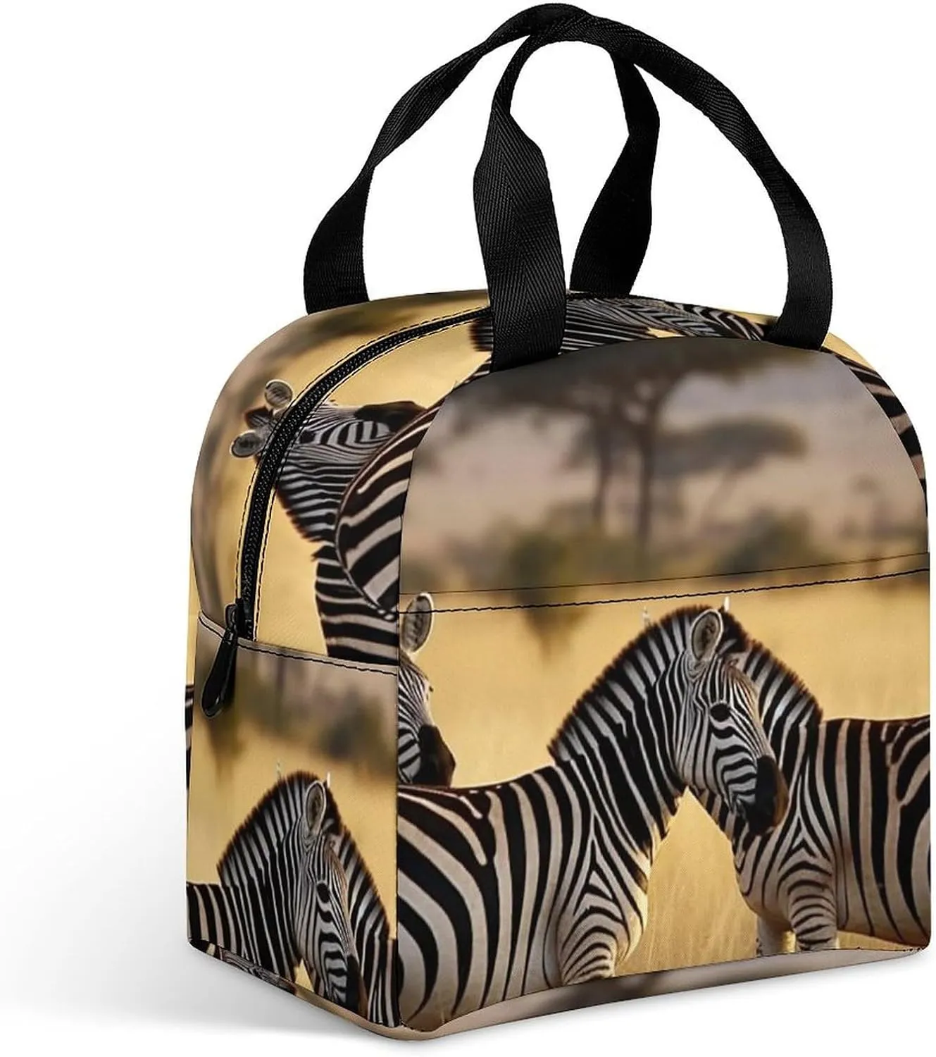 Lunch Bag for Women Men Africa Grassland Zebra Lunch Box Lunch Tote Bag Small Leakproof Cooler for Work Picnic Travel