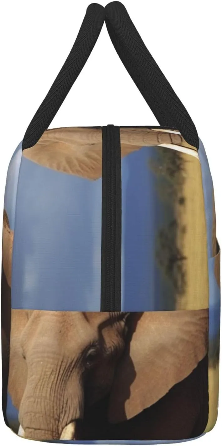 Lunch Bag for Women Men Grassland Elephant Insulated Lunch Box for Adult Reusable Lunch Tote Bag for Work Picnic Travel
