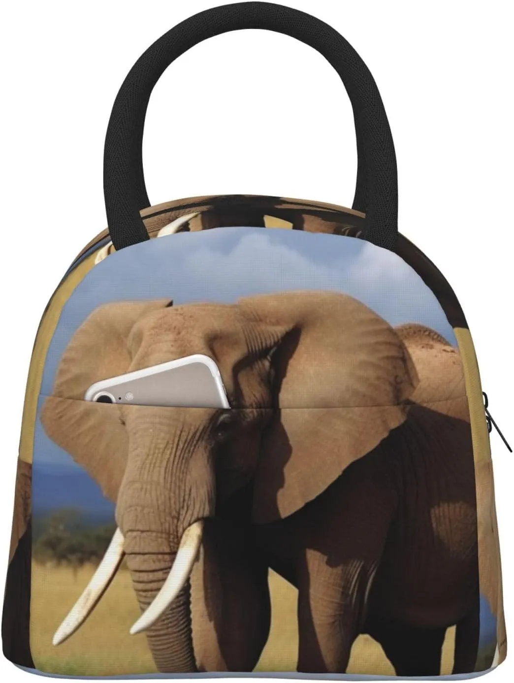 Lunch Bag for Women Men Grassland Elephant Insulated Lunch Box for Adult Reusable Lunch Tote Bag for Work Picnic Travel