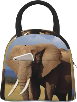 Lunch Bag for Women Men Grassland Elephant Insulated Lunch Box for Adult Reusable Lunch Tote Bag for Work Picnic Travel