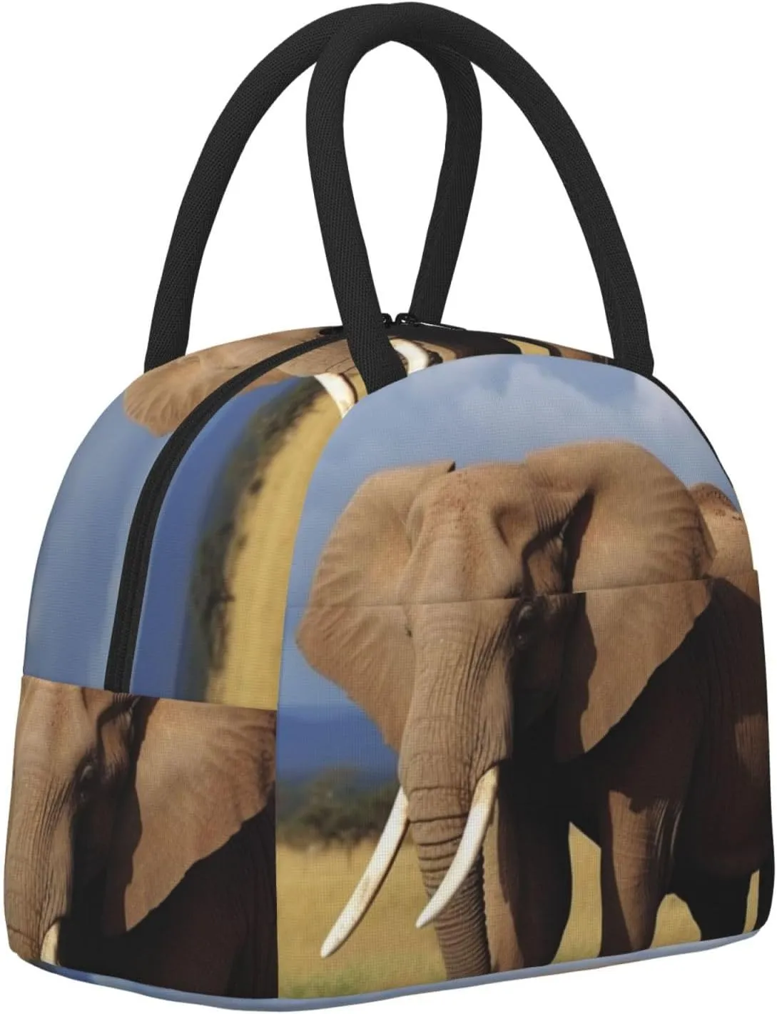 Lunch Bag for Women Men Grassland Elephant Insulated Lunch Box for Adult Reusable Lunch Tote Bag for Work Picnic Travel