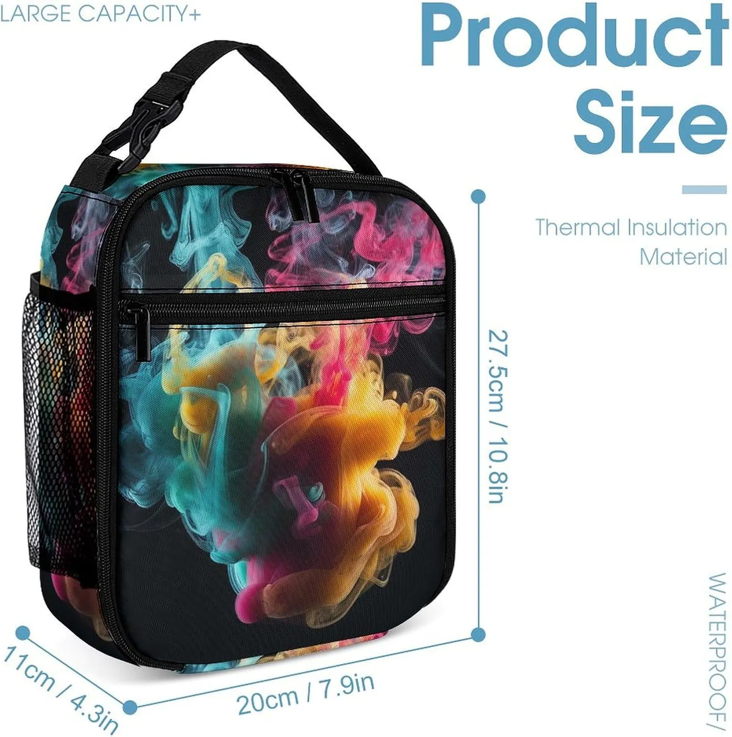 Lunch Bag for Women Men Lunch Box Reusable Melt In The Water Lunch Tote Bag Leakproof Lunch Cooler Bag for Work, 27.5X20cm