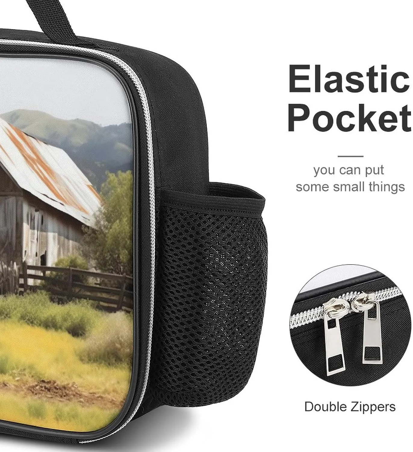 Lunch Bag for Women Men Lunch Box Reusable Old Wooden Barn Tractor Lunch Tote Bag Leakproof Lunch Cooler Bag for Work