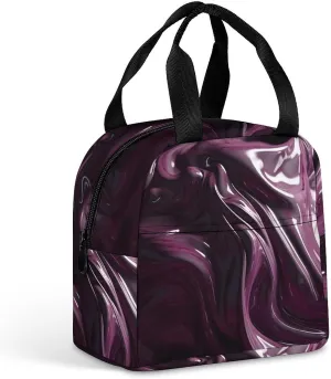 Lunch Bag for Women Men Portable Insulated Lunch Box Flowing Purple Pigment LunchBox Reusable Tote Bags for Work Picnic