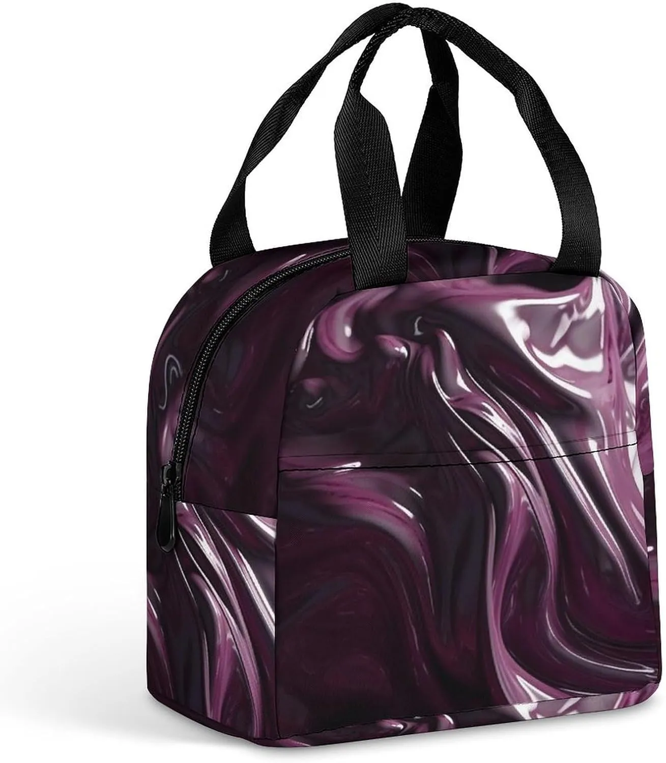Lunch Bag for Women Men Portable Insulated Lunch Box Flowing Purple Pigment LunchBox Reusable Tote Bags for Work Picnic