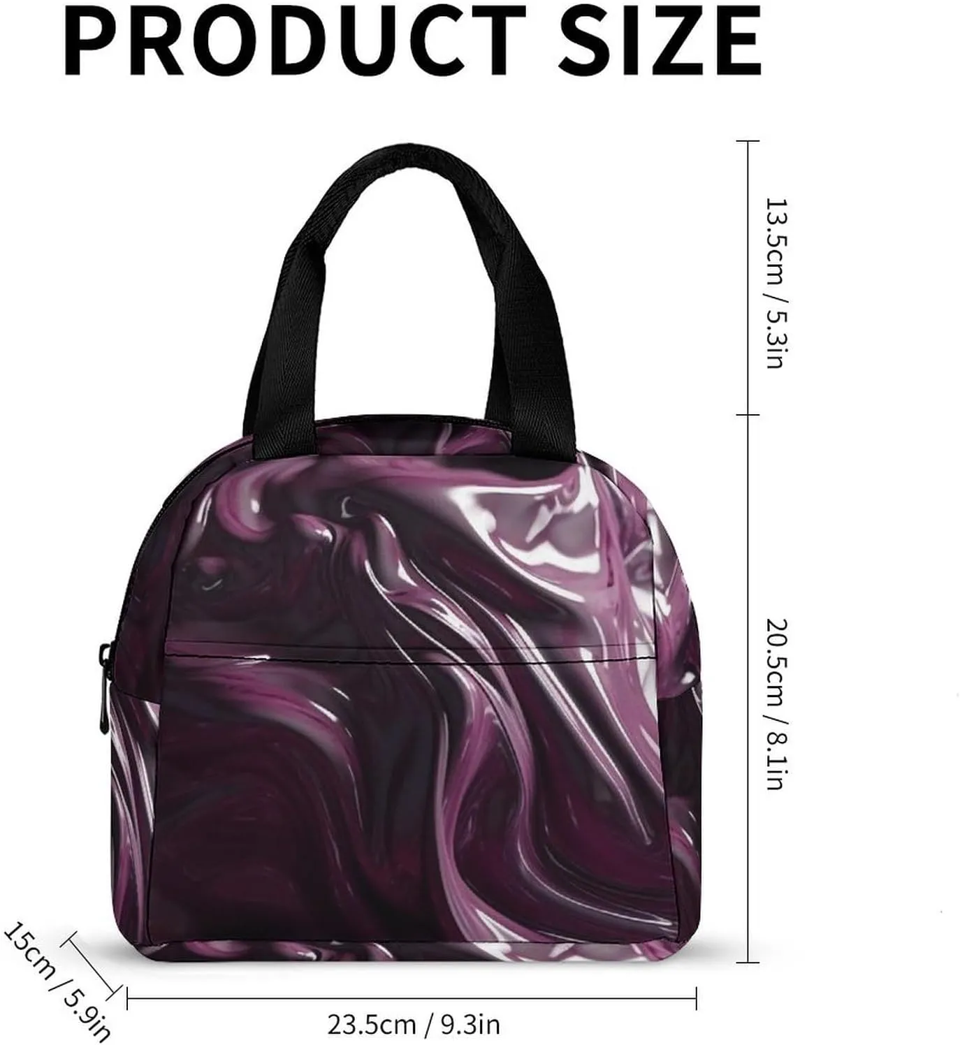 Lunch Bag for Women Men Portable Insulated Lunch Box Flowing Purple Pigment LunchBox Reusable Tote Bags for Work Picnic