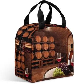 Lunch Bag for Women Men Red Wine Cellar Lunch Box Lunch Tote Bag Small Leakproof Cooler for Work Picnic Travel