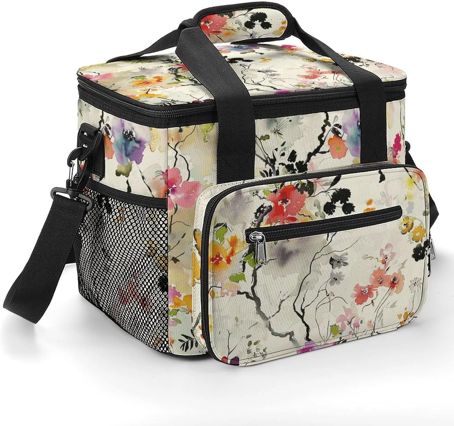 Lunch Bag Insulated Lunch Box for Women Men Cooler Bag Reusable Lunch Bag Intricate Floral Pattern Lunch Tote Bag for Work