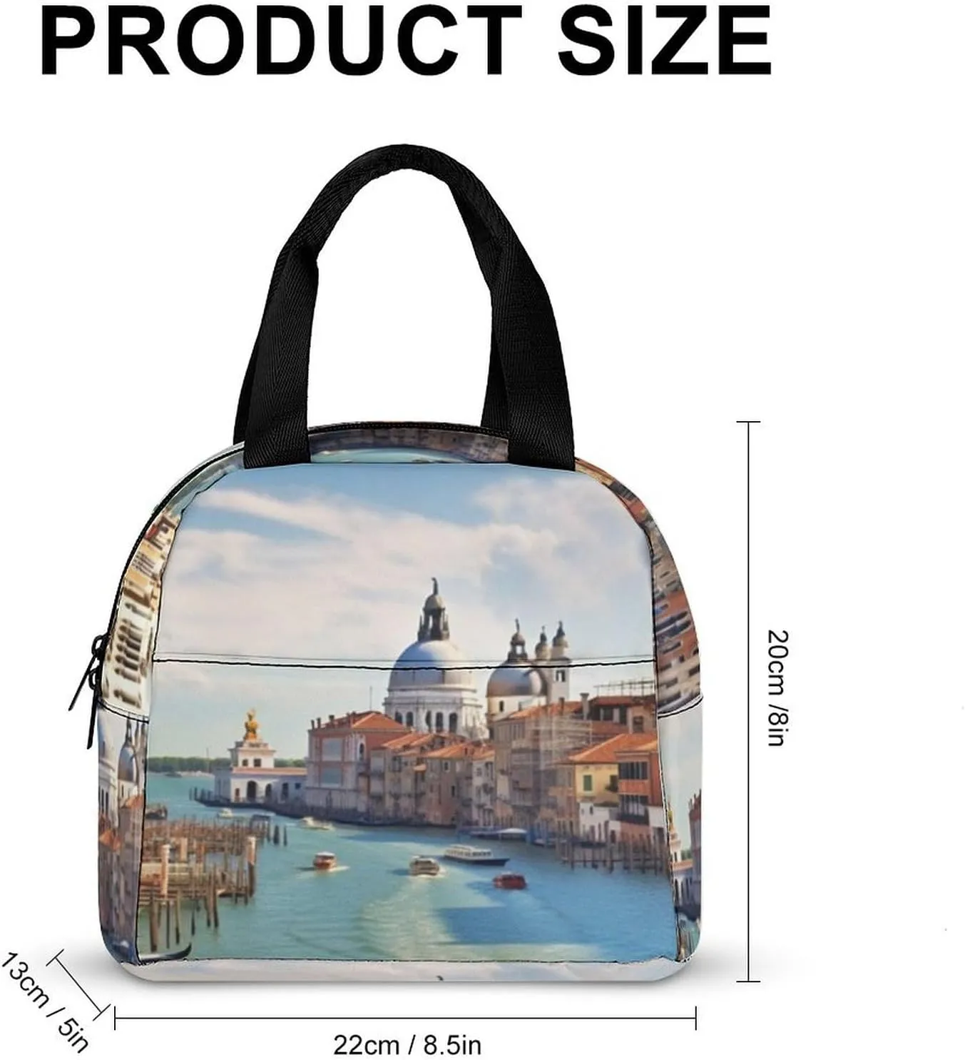 Lunch Bag Insulated Lunch Box for Women Men Reusable Lunch Tote Bag with Front Pocket Grand Canal in Italy Leakproof Cooler Bag Lunchbox for Office Work Travel Picnic