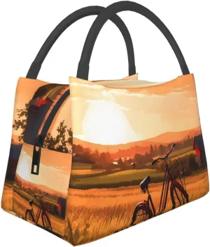 Lunch Bag Insulated Lunch Box for Women Men Reusable Sunset Rural View Lunch Tote Cooler Bag for Office Work