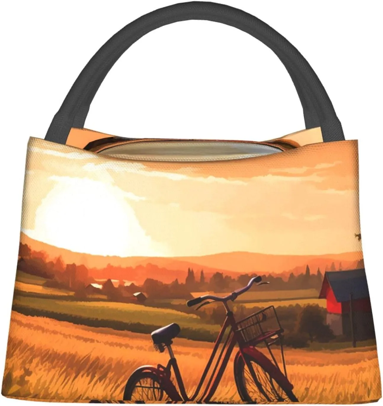 Lunch Bag Insulated Lunch Box for Women Men Reusable Sunset Rural View Lunch Tote Cooler Bag for Office Work