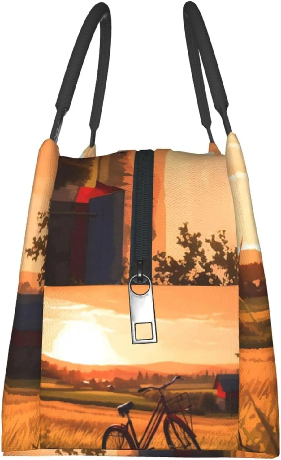 Lunch Bag Insulated Lunch Box for Women Men Reusable Sunset Rural View Lunch Tote Cooler Bag for Office Work