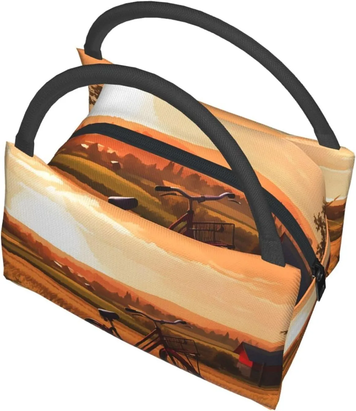 Lunch Bag Insulated Lunch Box for Women Men Reusable Sunset Rural View Lunch Tote Cooler Bag for Office Work