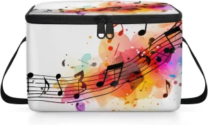 Lunch Bags for Women Men 9 Cans, Hot & Cold Food Delivery Bag Insulated Grocery Bag Insulated Lunch Box Cooler Bag for Office Work Picnic Beach, Musical Notation