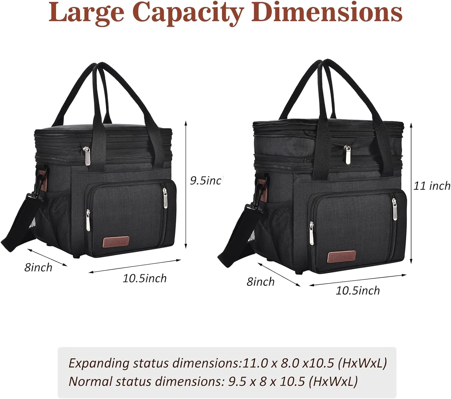 Lunch Box & Lunch Bag for Men Women, Large Insulated Adult Lunch Box Leakproof Lunchbox Cooler Bag for Work Picnic Beach,16L, Black