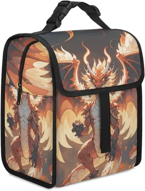 Lunch Box Flaming Dragon Lunch Bag for Men Large Capacity Lunchbox Reusable Lunch Tote Bags for Travel