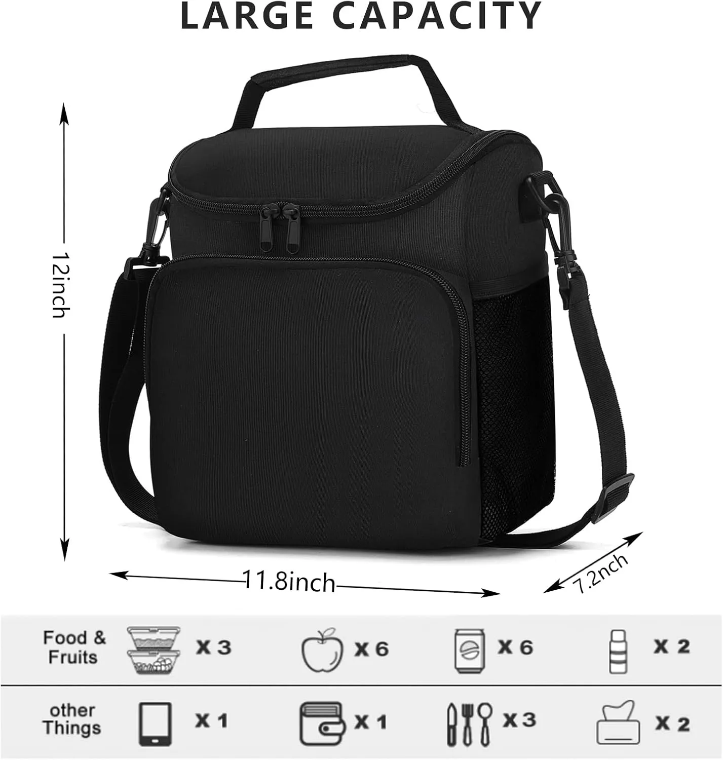 Lunch Box for Men,Insulated Lunch Bag Women with Adjustable Shoulder Strap, Cooler Bag with Drinks Holder for Adult Work Picnic Beach Workout
