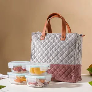 Lunch Box Set Of 4 With Velvet Lunch Bag