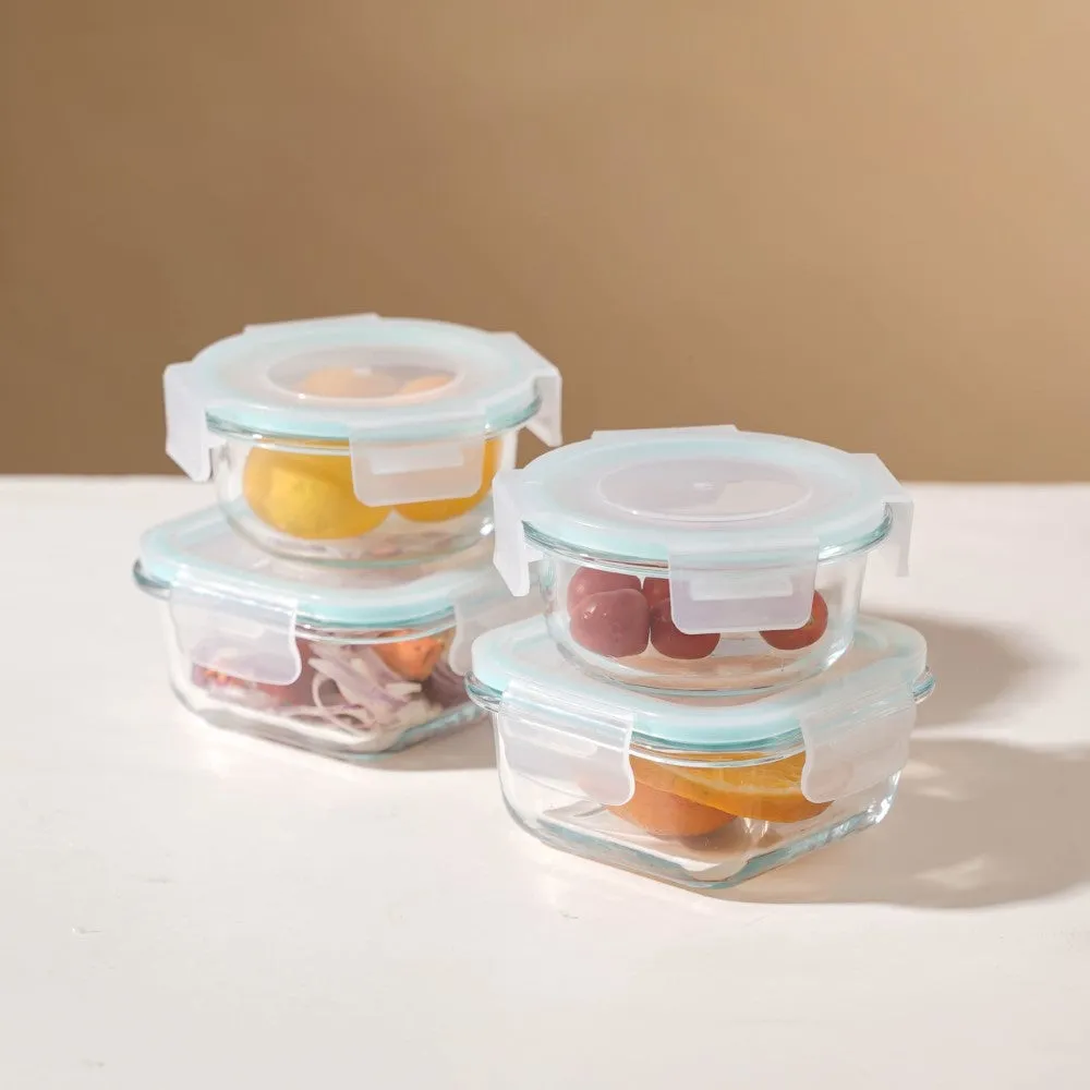 Lunch Box Set Of 4 With Velvet Lunch Bag