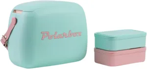 Lunch Tote Cooler Bag | Retro Lunch Box Picnic Reusable Lunch Bag Vintage Mini Cooler Hand Bag Includes 2 Food Containers! Food & Drinks Work, Travel, Beach, Camping Hiking 6L (Cyan Rose)