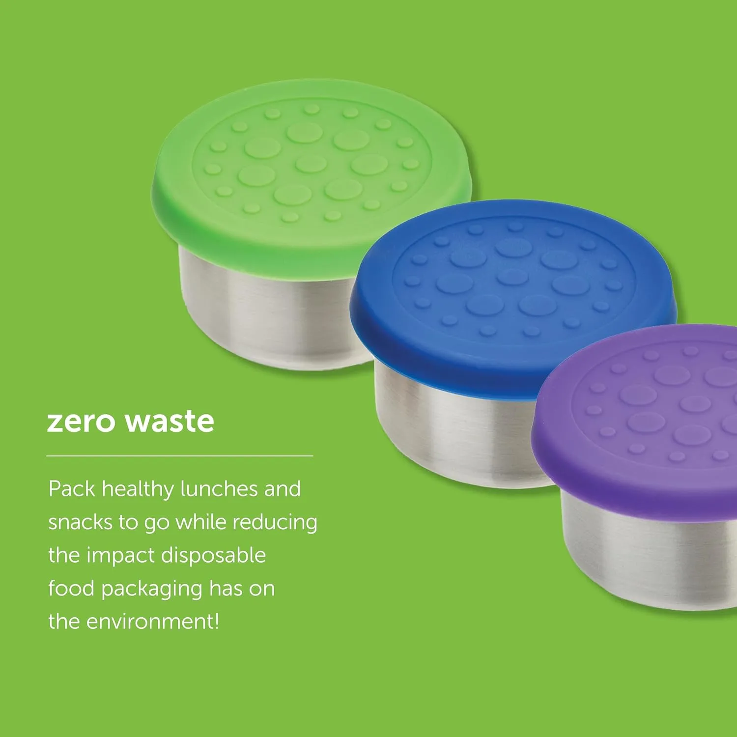 LunchBots 2.5 oz Stainless Steel Dressing Container for Condiments, Dips, Snacks, Dipping Sauce Cups with Silicone Lid, Fits in Lunch Bags and Bento Boxes - Set of 2 (Purple)