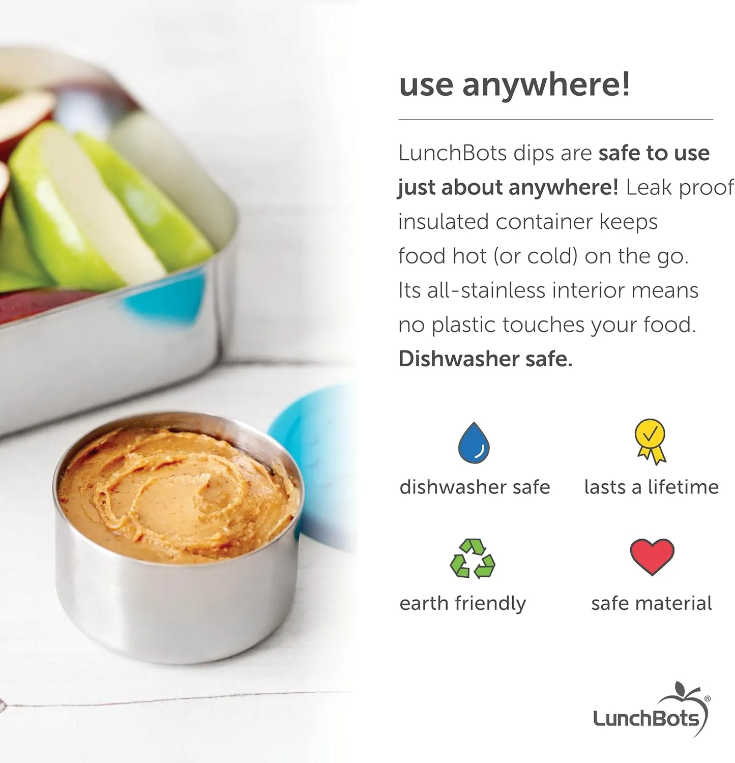 LunchBots 2.5 oz Stainless Steel Dressing Container for Condiments, Dips, Snacks, Dipping Sauce Cups with Silicone Lid, Fits in Lunch Bags and Bento Boxes - Set of 2 (Purple)