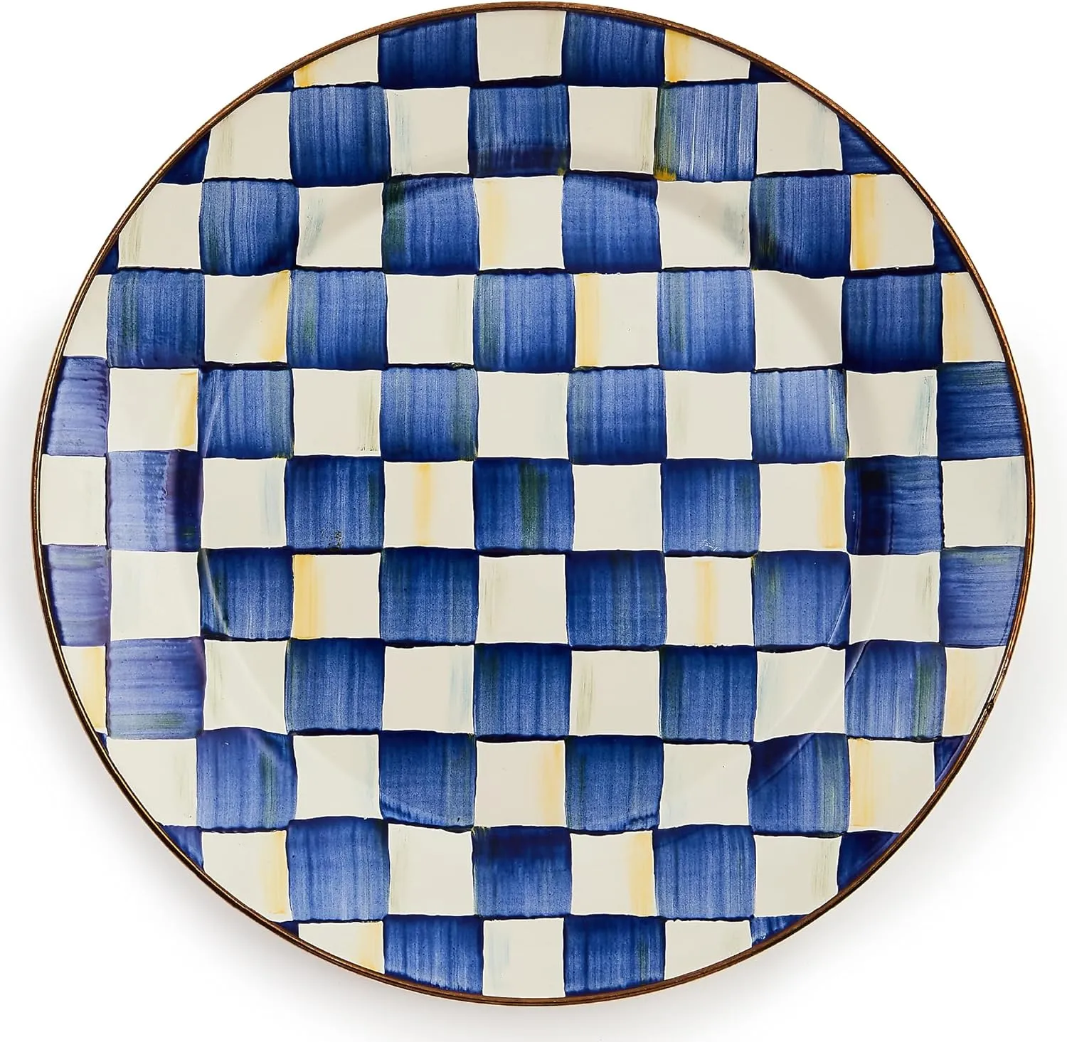 MACKENZIE-CHILDS Enamel Charger Plate, Charger Decoration for Dinner Plates or Home Decor, 12 Inches, Blue-and-White Royal Check, Set of 1