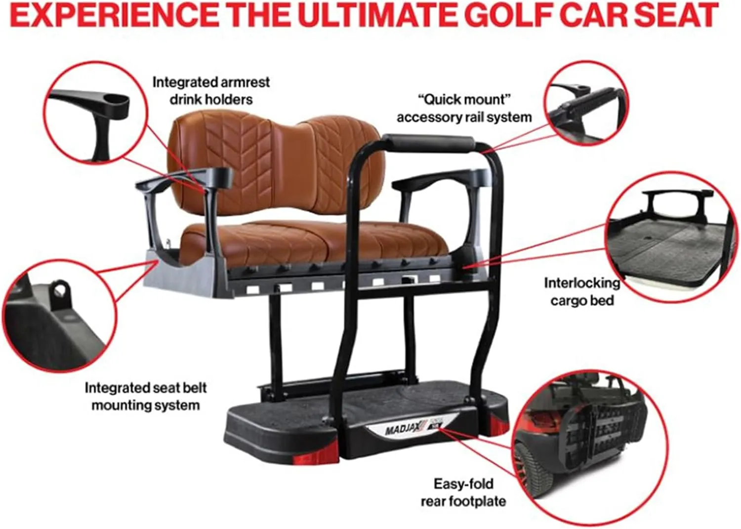MADJAX Aviator Front & Rear Golf Cart Cushion Set | Premium Seat Back & Bottom Assemblies
