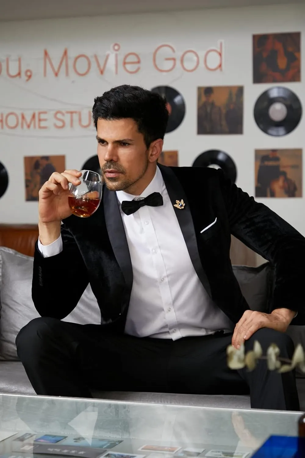 MAGE MALE Men's Velvet Slim Fit Suit Blazer Jacket Shawl Lapel One Button Dinner Prom Wedding Tuxedo