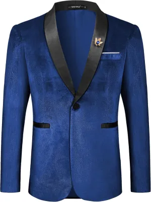 MAGE MALE Men's Velvet Slim Fit Suit Blazer Jacket Shawl Lapel One Button Dinner Prom Wedding Tuxedo