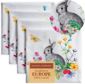 Maison d'Hermine Cloth Napkins Set of 4 100% Cotton Everyday Reusable Square Napkins Cloth Washable, Dinner, Party, Wedding, Restaurant, Spring/Summer (Printemps, 20" x 20")