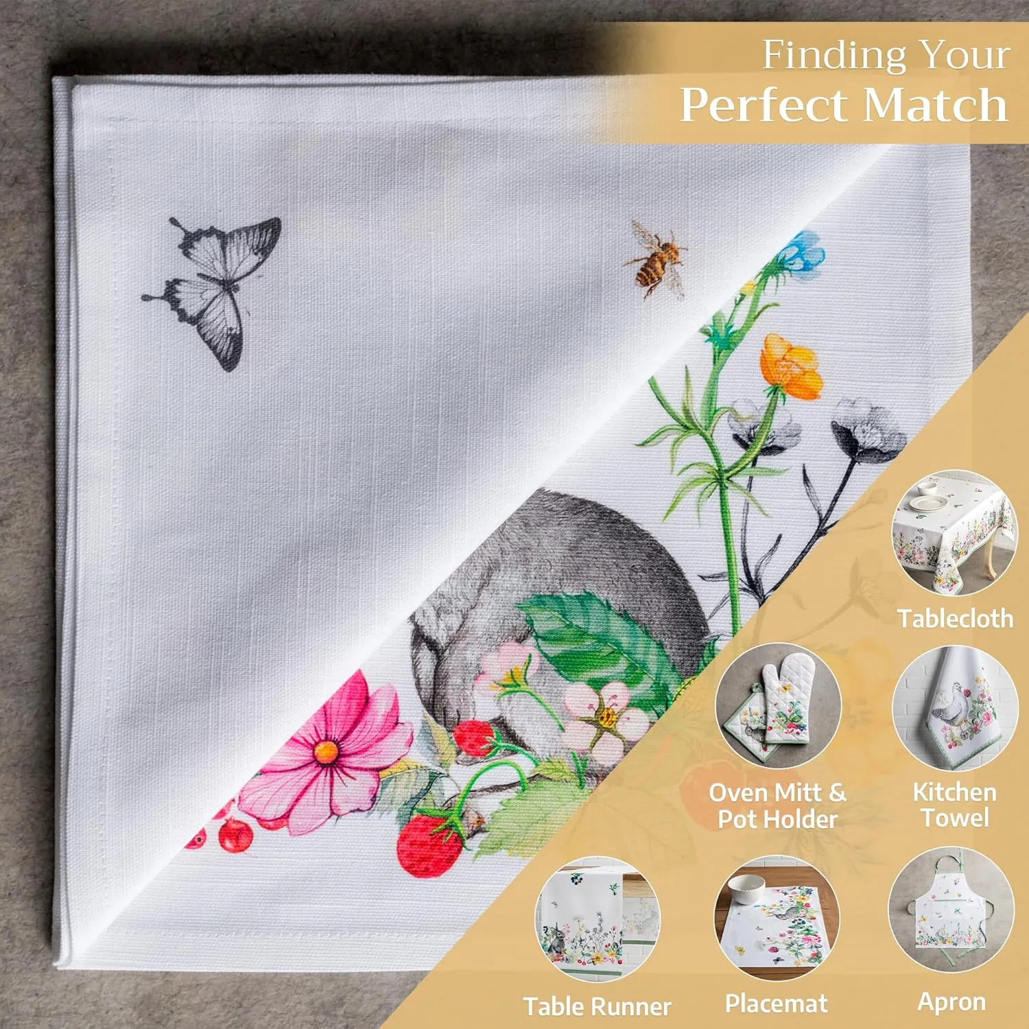 Maison d'Hermine Cloth Napkins Set of 4 100% Cotton Everyday Reusable Square Napkins Cloth Washable, Dinner, Party, Wedding, Restaurant, Spring/Summer (Printemps, 20" x 20")