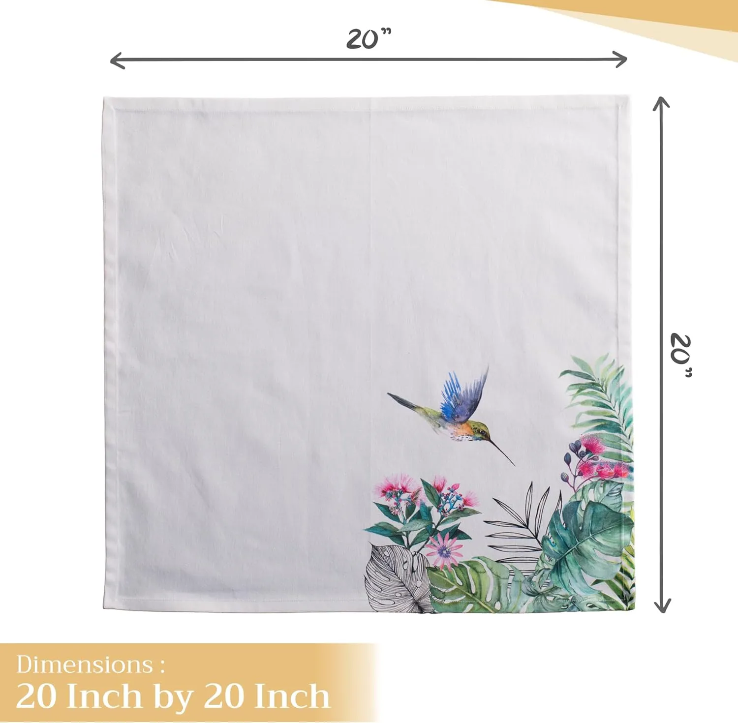 Maison d'Hermine Cloth Napkins Set of 4 100% Cotton Everyday Reusable Square Napkins Cloth Washable, Dinner, Party, Wedding, Restaurant, Spring/Summer (Tropiques, 20" x 20")