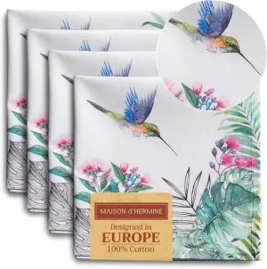 Maison d'Hermine Cloth Napkins Set of 4 100% Cotton Everyday Reusable Square Napkins Cloth Washable, Dinner, Party, Wedding, Restaurant, Spring/Summer (Tropiques, 20" x 20")