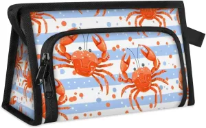 Makeup Bag Crabs Stripes Travel Toiletry Bag Makeup Organizer Portable Make Up Bags for Women Cosmetic Bag with Handle