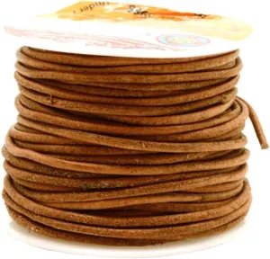 Mandala Crafts Round Cowhide Genuine Rust Leather Cord for Jewelry Making Kumihimo Leather Rope Spool - Rust Leather String Lace - 20 Yds 2mm Leather Cording