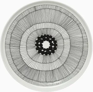MARIMEKKO Oiva Siirtolapuutarha Dinner Plate — Refine Your Kitchen Décor with Our Iconic Black & White Stoneware — Stylish White Porcelain Dinner Plates to Elevate Your Dining Experience (10”)
