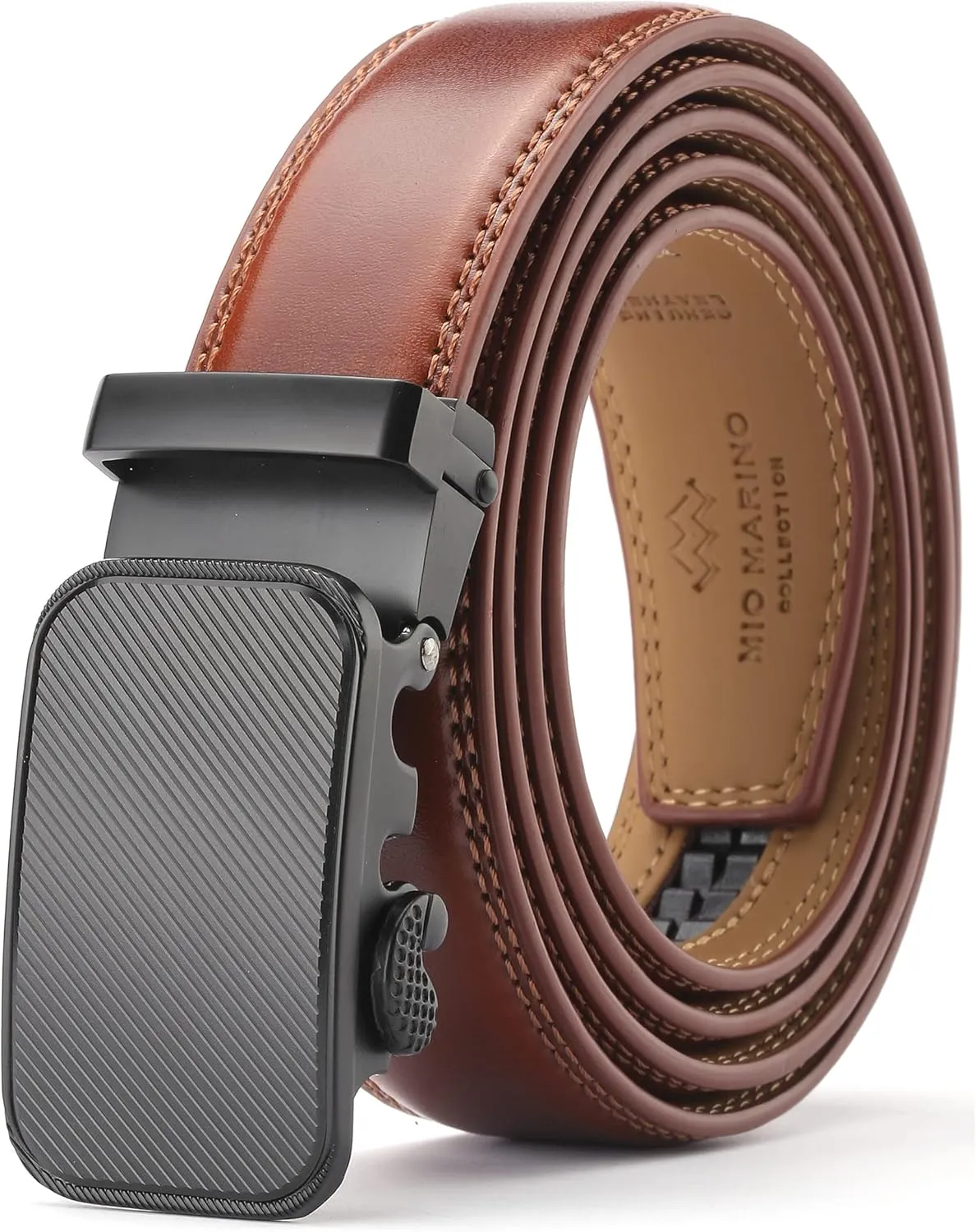 Marino Men’s Genuine Leather Ratchet Dress Belt With Automatic Buckle, Enclosed in an Elegant Gift Box
