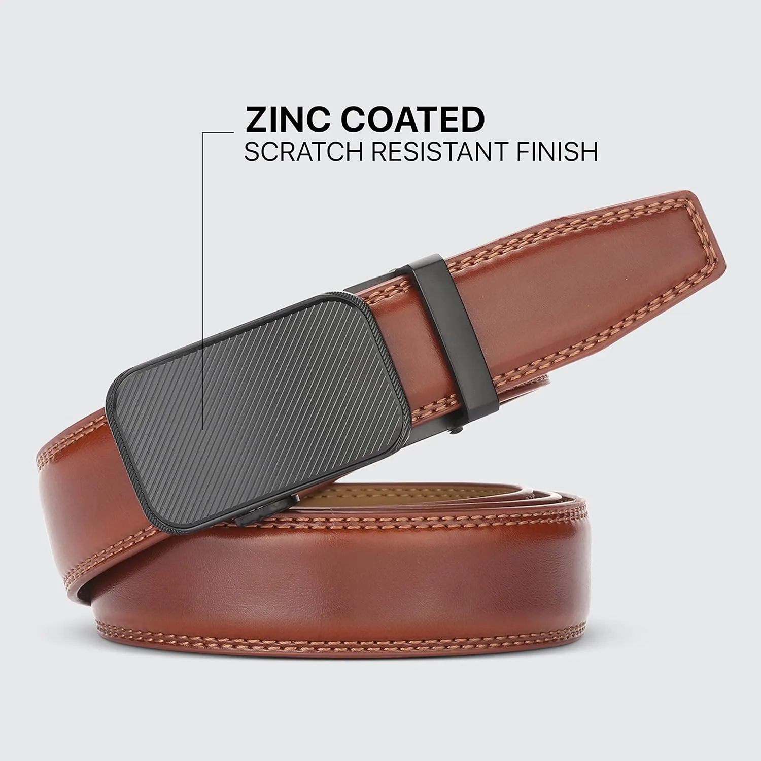 Marino Men’s Genuine Leather Ratchet Dress Belt With Automatic Buckle, Enclosed in an Elegant Gift Box