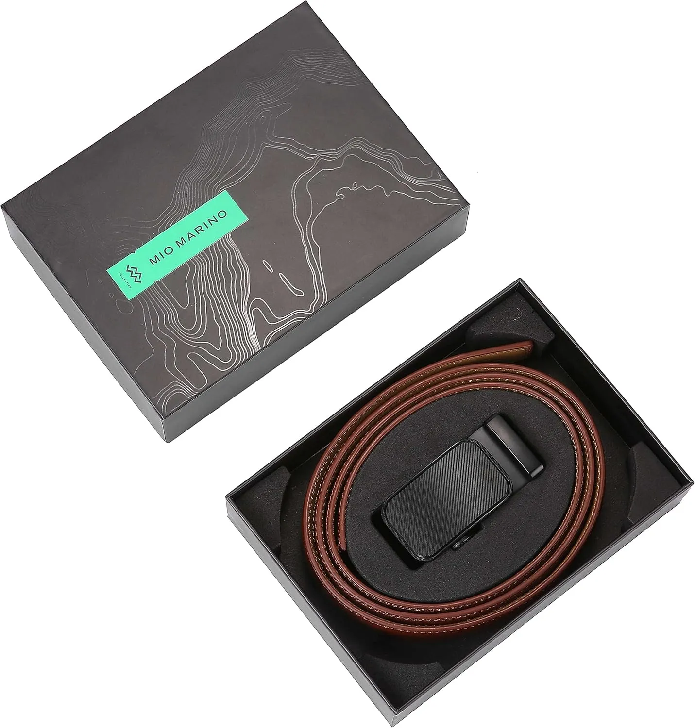 Marino Men’s Genuine Leather Ratchet Dress Belt With Automatic Buckle, Enclosed in an Elegant Gift Box