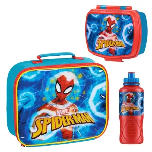 Marvel Kids Lunch Box 3 Piece Set Avengers Insulated Lunch Bag Snack Box 430ml Spiderman Water Bottle BPA Free School Travel Captain America Iron Man Thor (Multicolor Spiderman)