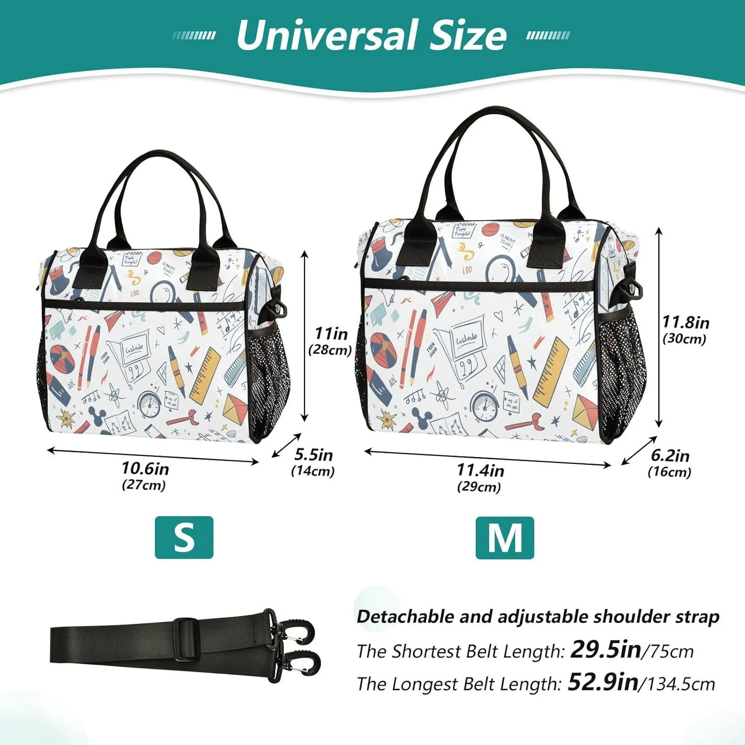 Math Topic Science Small Lunch Box for Men Women Adults Insulated Lunch Bag Cooler Bag with Adjustable Shoulder Strap for Work Picnic Travel