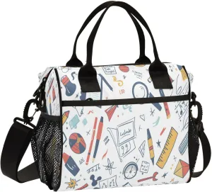 Math Topic Science Small Lunch Box for Men Women Adults Insulated Lunch Bag Cooler Bag with Adjustable Shoulder Strap for Work Picnic Travel