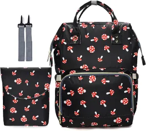 MCWTH Mushroom Diaper Bag Backpack Set for Baby Girls Mom, Large Capacity Multi-Function Nappy Bags Organizer
