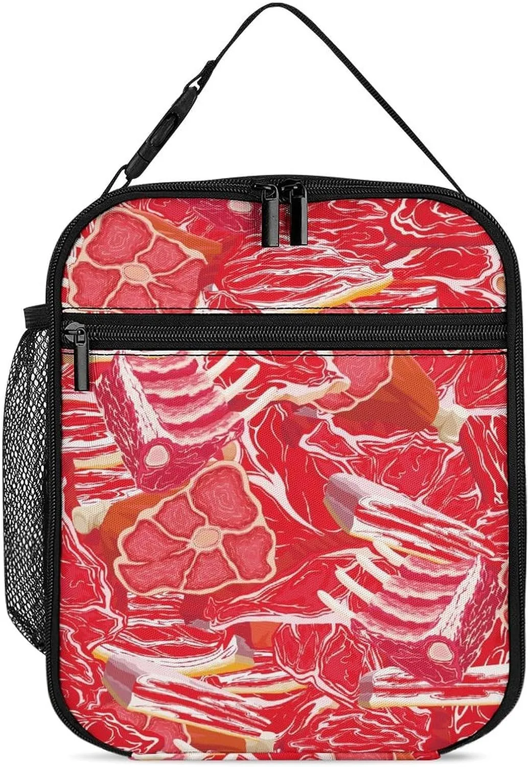 Meat Texture Reusable Lunch Bag Insulated Portable Lunch Box Bag Leak Proof Dining Bag Lunch Box Container Tote Pattern131